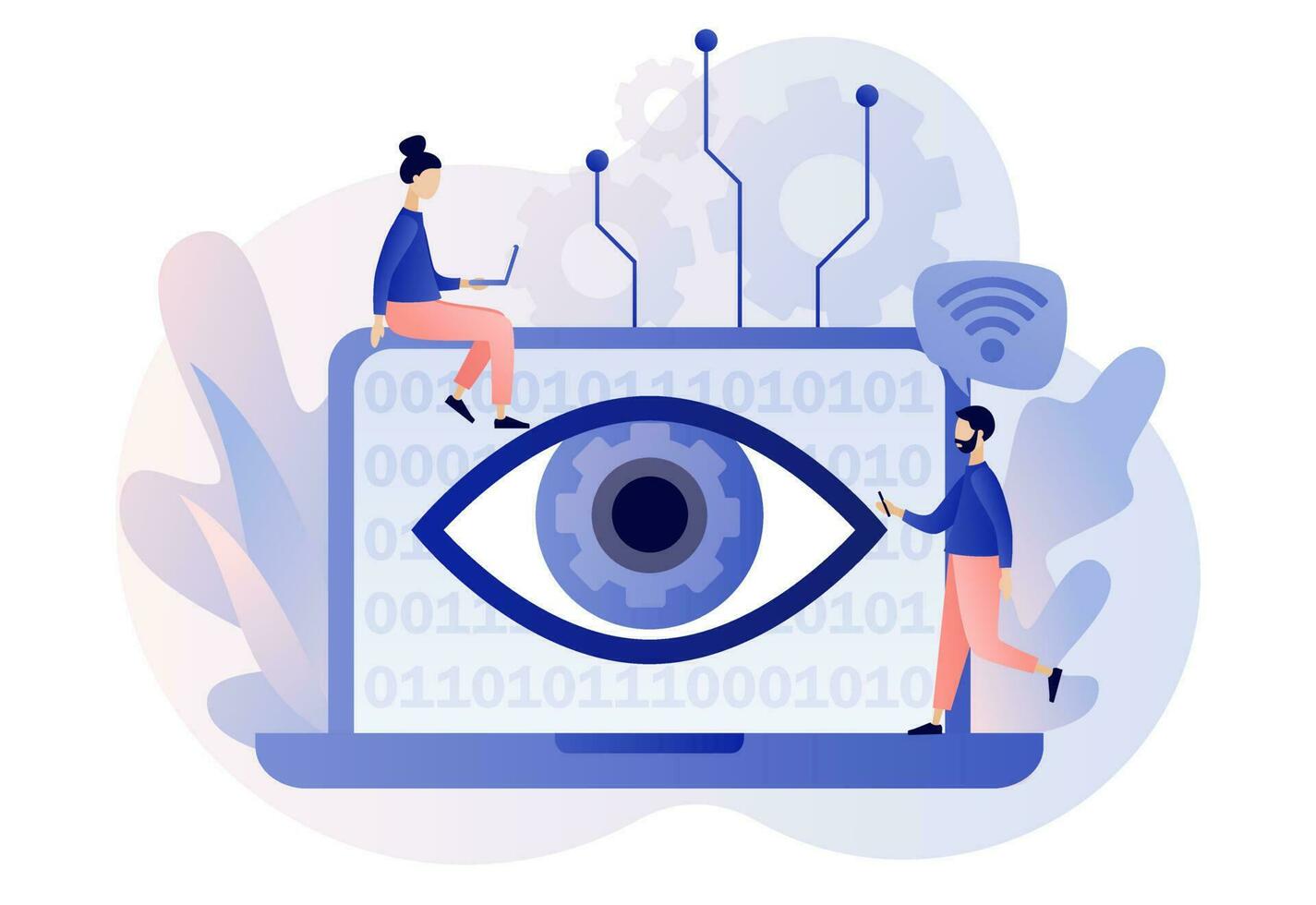 computer-vision-neuro-vision-on-laptop-screen-artificial-intelligence-concept-video-surveillance-system-augmented-reality-systems-modern-flat-cartoon-style-illustration-vector